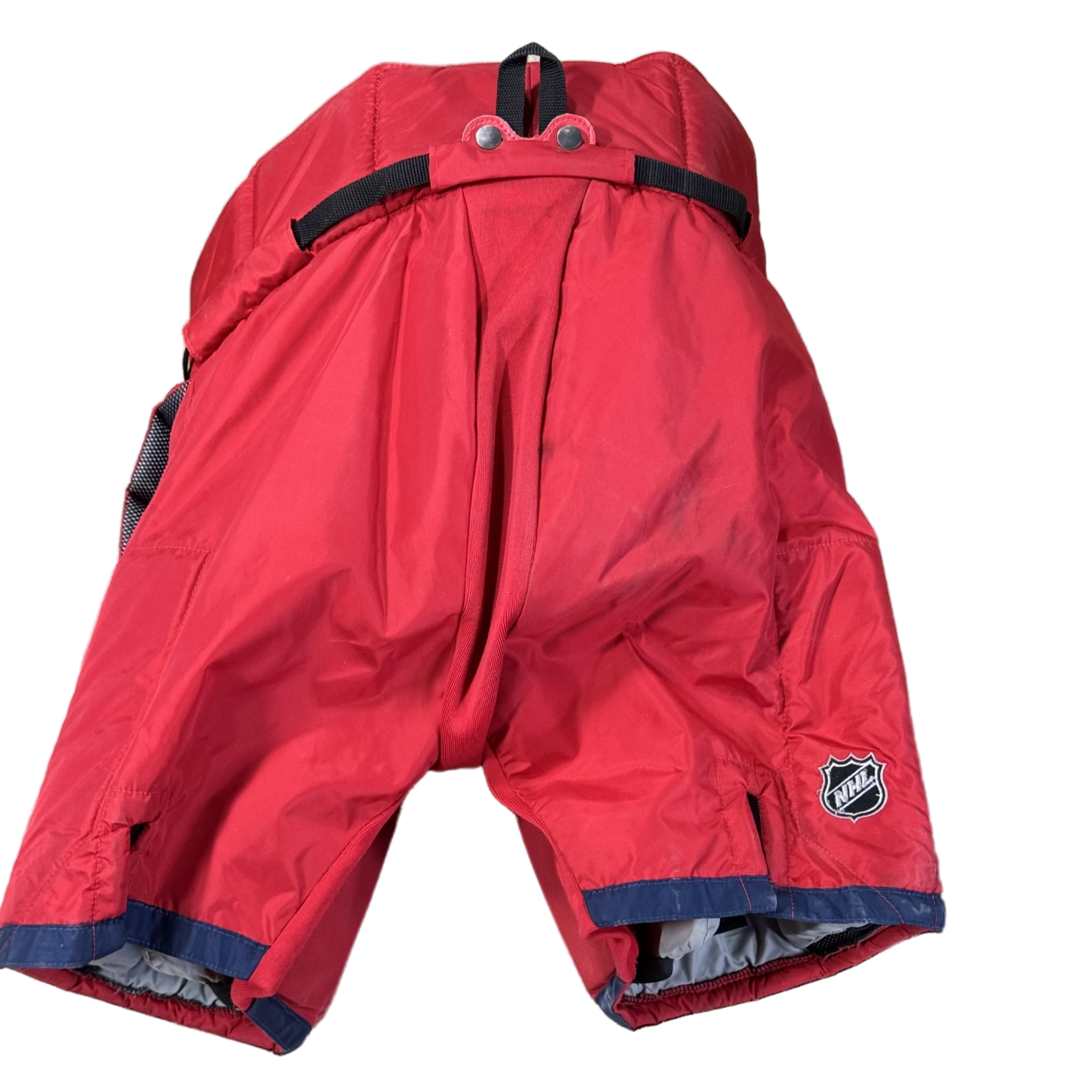 Pantalon de gardien de but Vaughn Pro Custom NHL Pro Stock d'occasion (rouge/bleu marine)